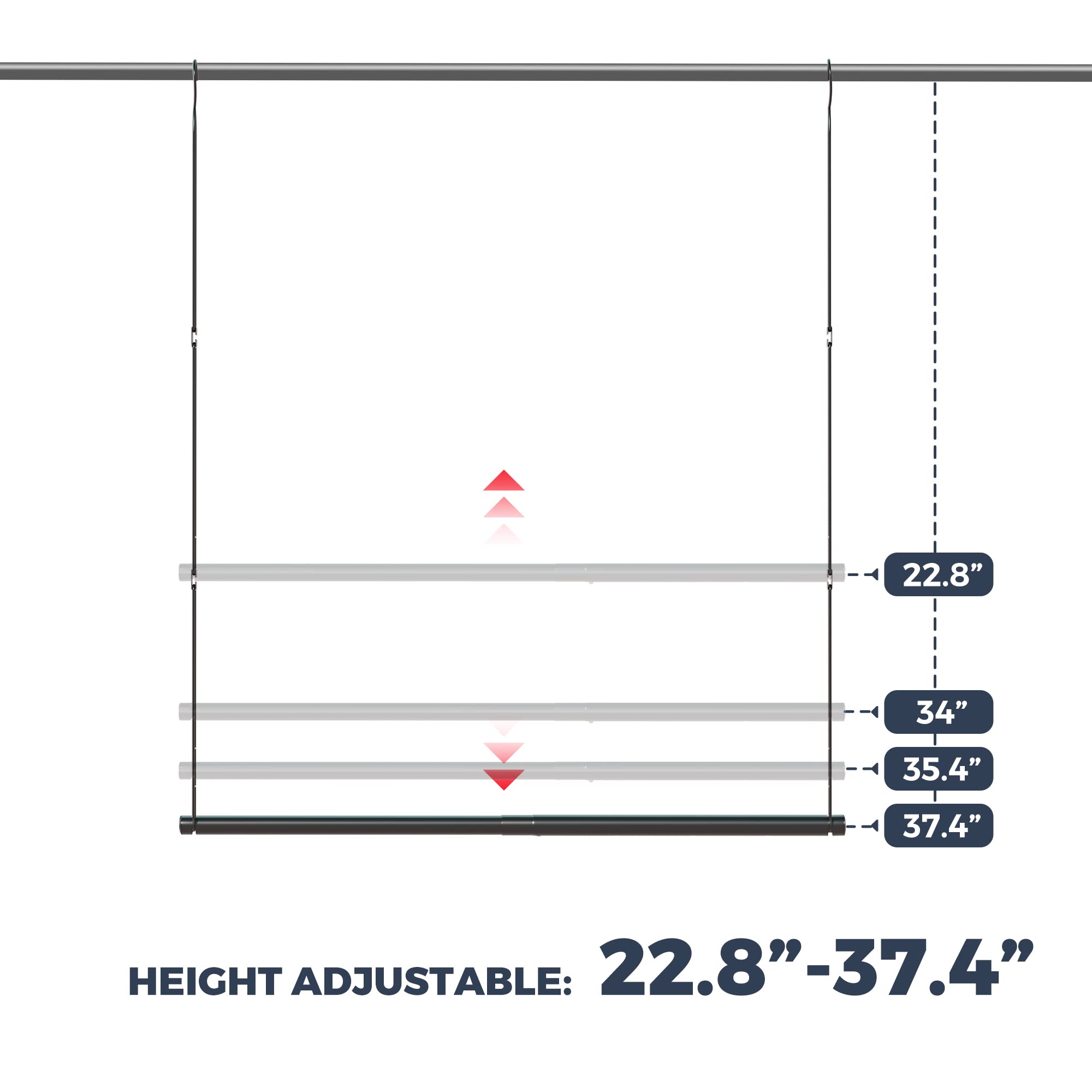 Sto Sto 1 Pack Closet Hanging Rod, Length And Height Adjustable Closet Rod, Space-Saving Closet Extender Hanging Bar For Hanging