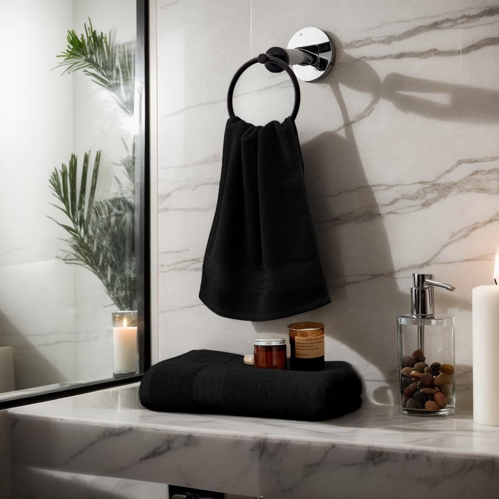 Cozyart Luxury Black Bath Towels Set Turkish Cotton Hotel Large Bath Towels Bulk For Bathroom, Thick Bathroom Towels Set Of 6 Wi