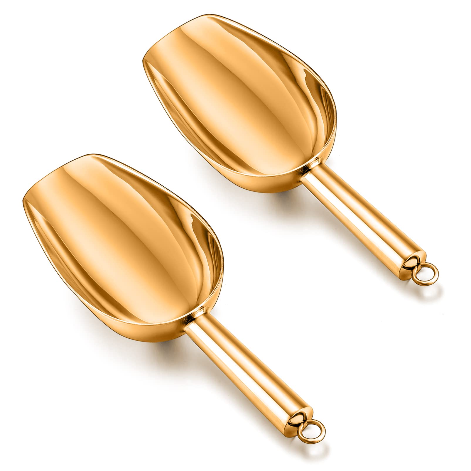 Teamfar Ice Scoops, 5Oz Stainless Steel Canister Small Ice Candy Scoop For Kitchen Dispenser Buffet Jars, Healthy & Sturdy, Mult