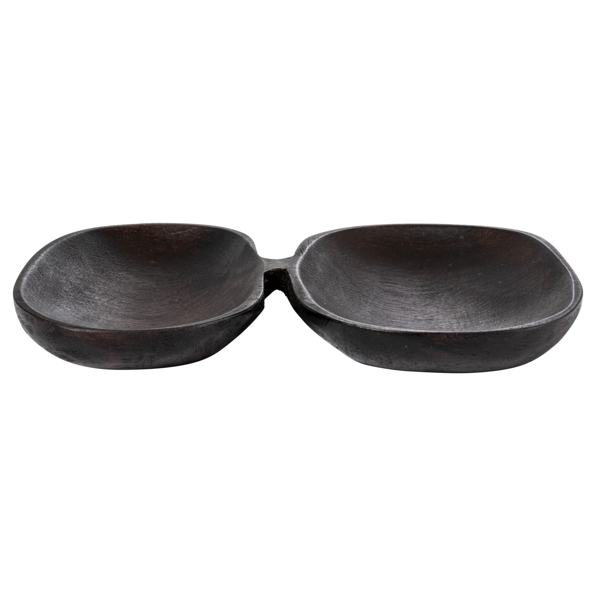 Bloomingville Modern Wood Serving 2 Sections, Brown Dish, Black