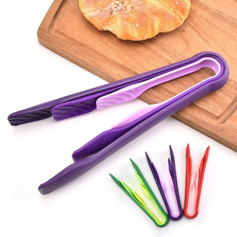 3 Piece Multifunctional Plastic Food Tongs Kitchen Bread NonSlip Cooking Clip Clamp Bbq Salad Tools Grill Kitchen Utensils (Bre