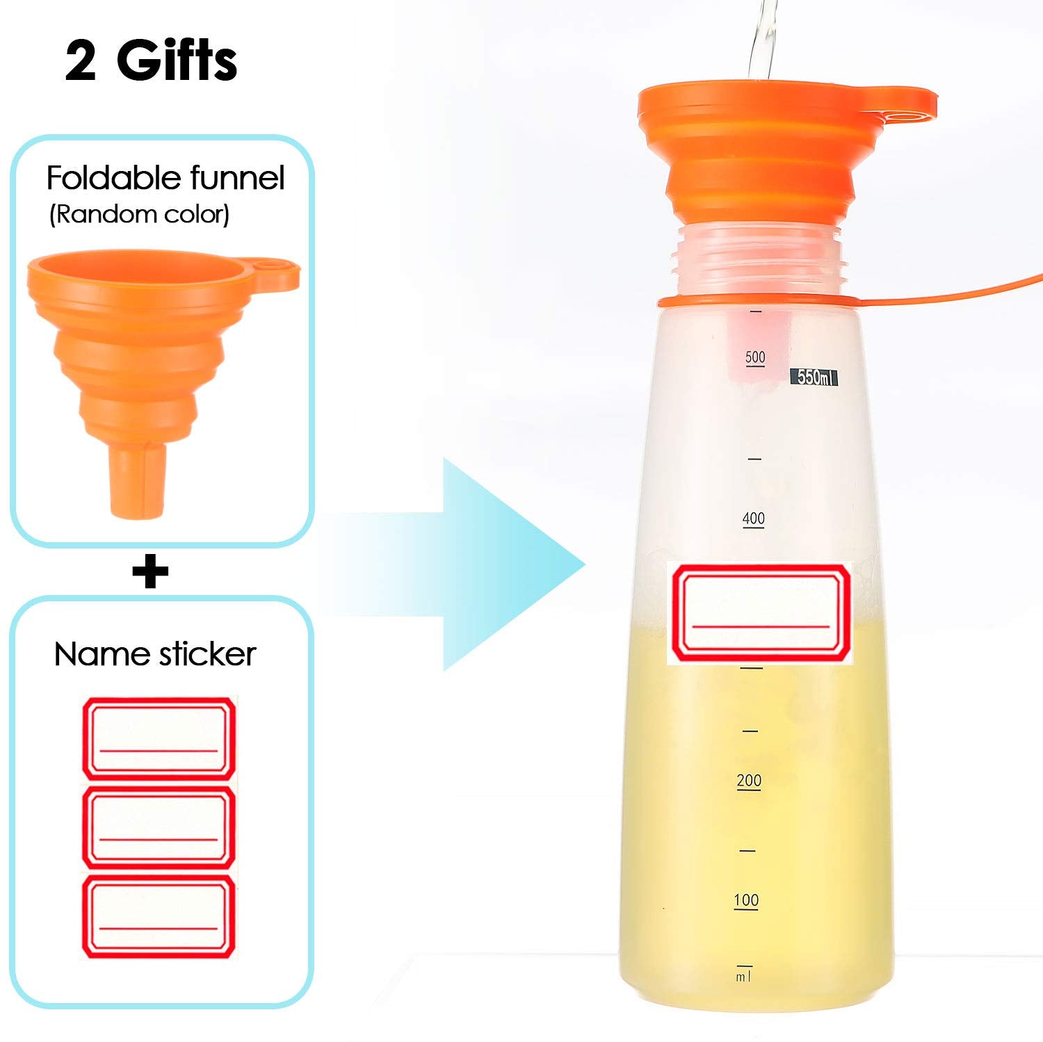 Ondiomn Condiment Squeeze Bottle Wide Mouth, 3 Pack 550Ml Empty Reusable Squeeze Bottles For Honey,Batter,Catsup,Onion,Resin,Bak