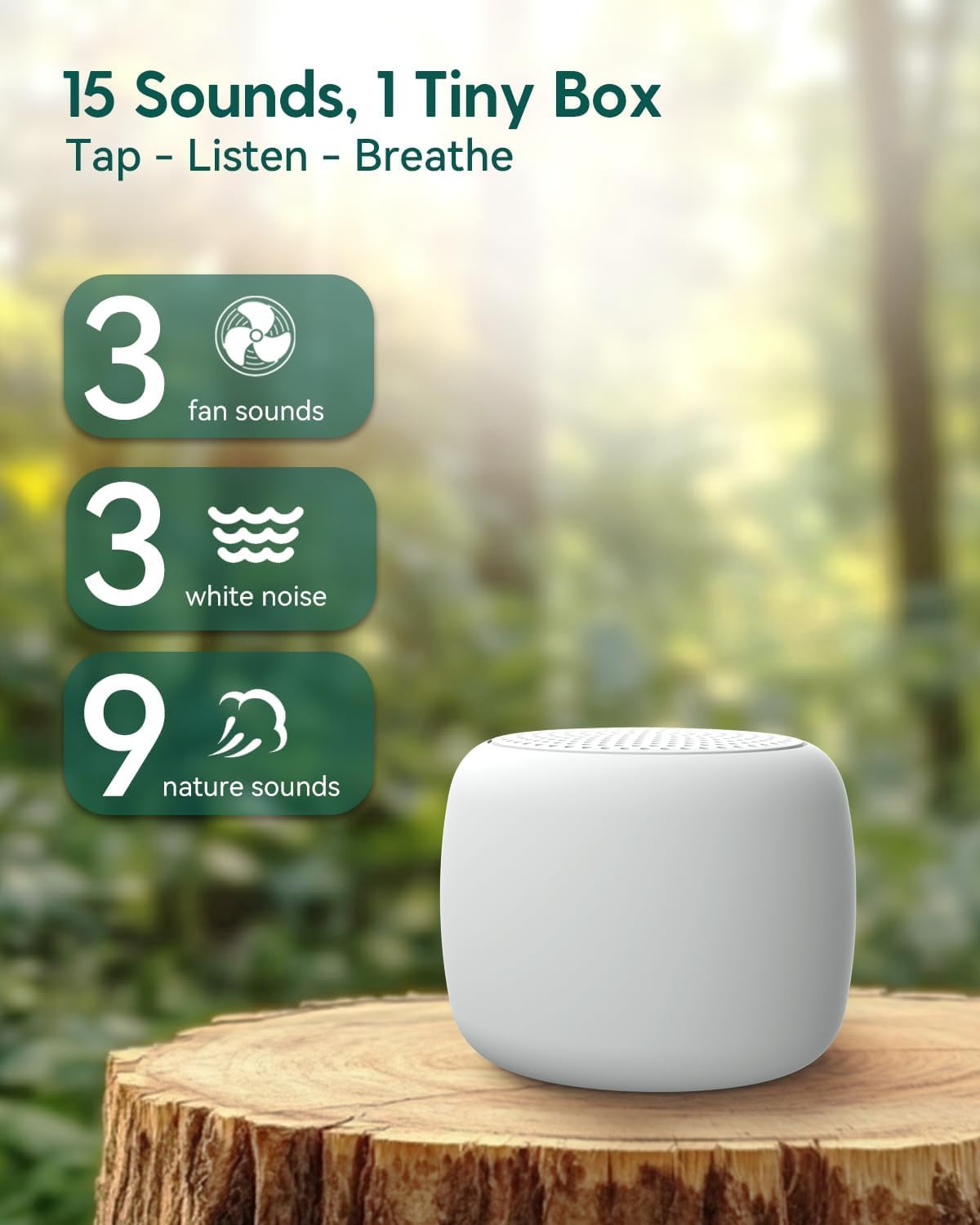 Babelio Portable White Noise Machine + Travel Case in Grey  for Adults Kids Baby