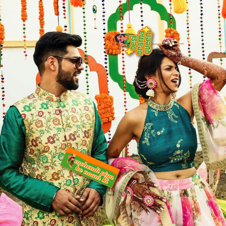 Festiko 24 Pcs Mehendi Photobooth Props, Mehendi Ceremony Props, Mehendi Function Decorations, Wedding Photobooth Props, Mehendi