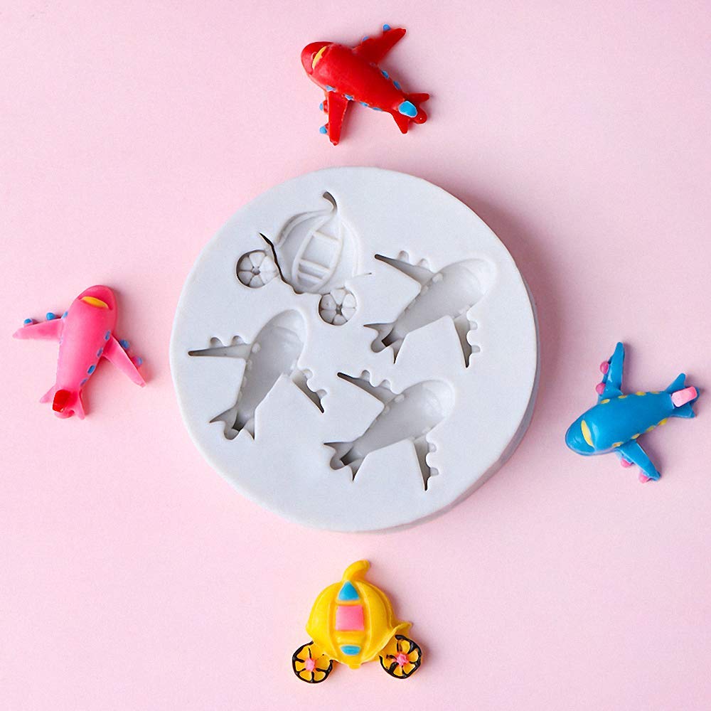 Airplane Silicone Fondant Mold Cake Cupcake Topper Decorating Tool Chocolate Gum Paste Sugar Craft Mould Aircraft Polymer Clay R