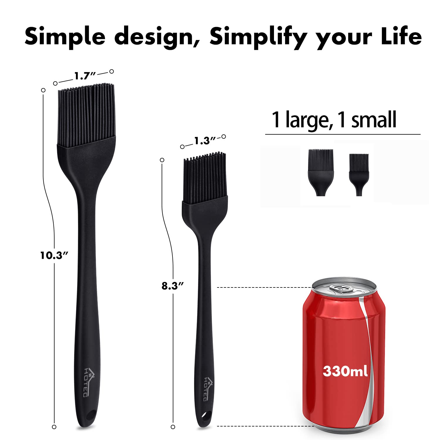 HOTEC Basting Brushes Silicone Heat Resistant Pastry Brushes Spread Oil Butter Sauce Marinades for BBQ Grill Barbecue Baking Kitchen Cooking BPA Free Dishwasher Safe (Black 2)