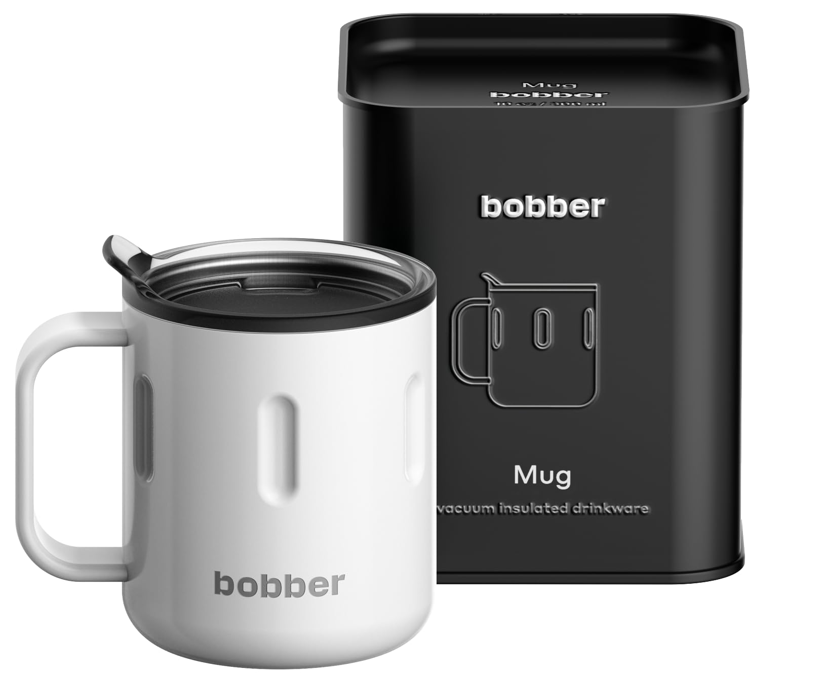 BOBBER 10 oz Insulated Tea Cup with Lid & Handle  Stainless Steel Tea Thermo Cup for Hot and Cold Drinks  Double Walled, & Reu