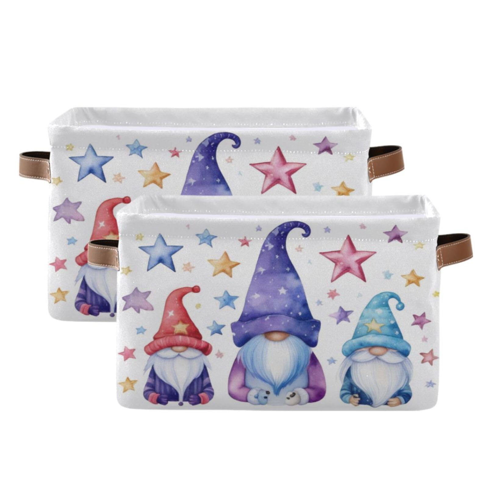 Xigua Christmas Decoration Storage Basket Santa Collapsible Toy Storage Bins Waterproof Canvas Storage Basket With Leather Handl