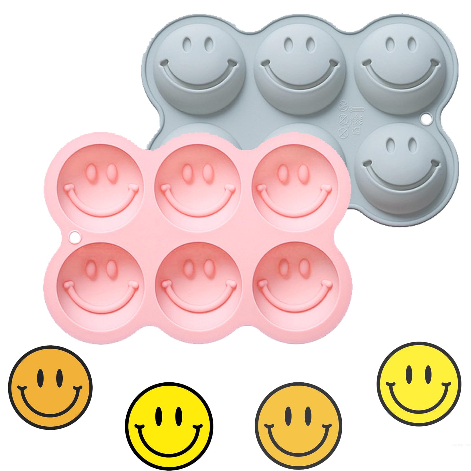 ICNYEKl 2pcs Smiley Face Chocolate Silicone Molds, Face Jelly Pudding Molds