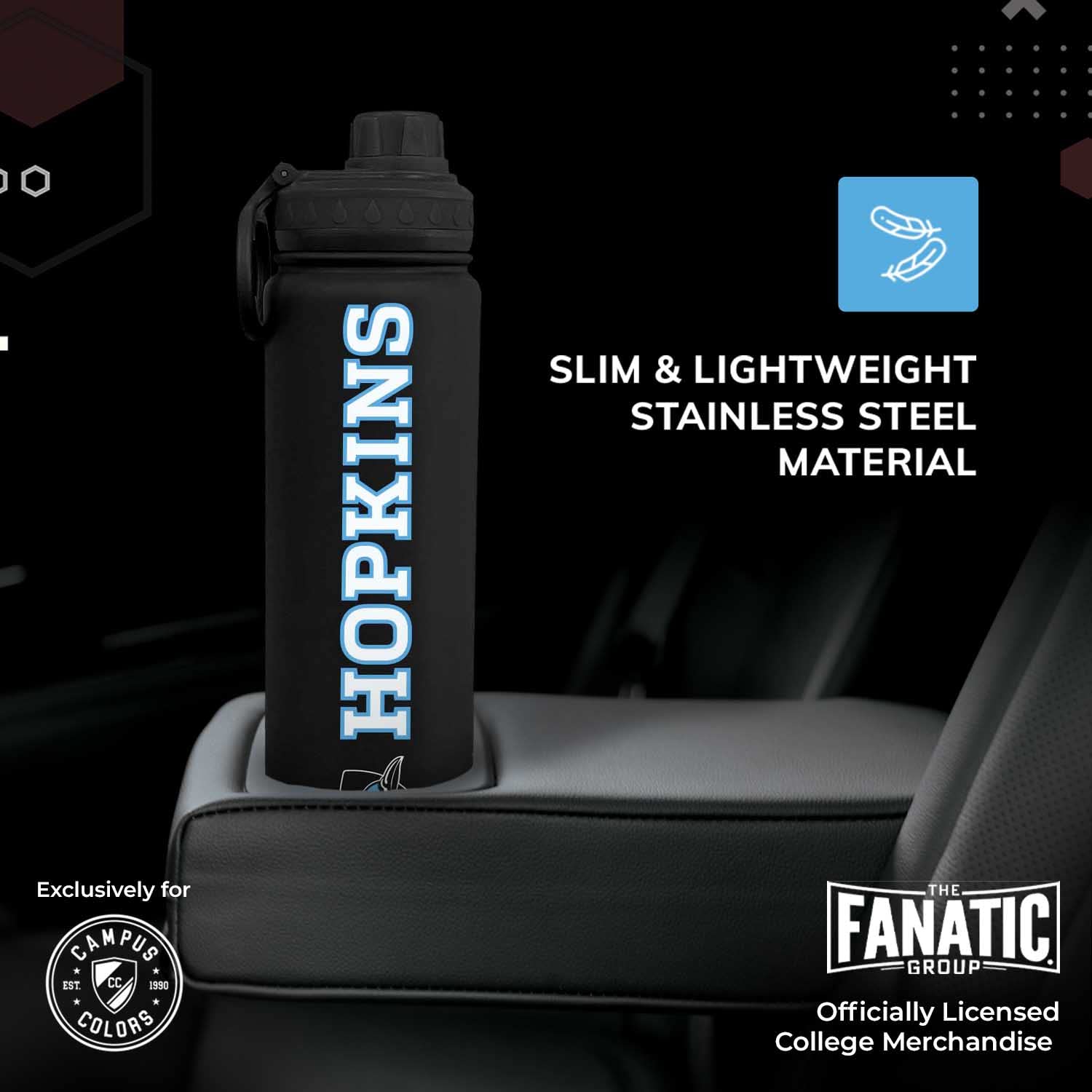 Campus Colors Ncaa Stainless Steel Water Bottle - Twist On Cap - 24 Oz - Carry Clip - Keeps Your Drinks Hot Or Cold For Hours (J