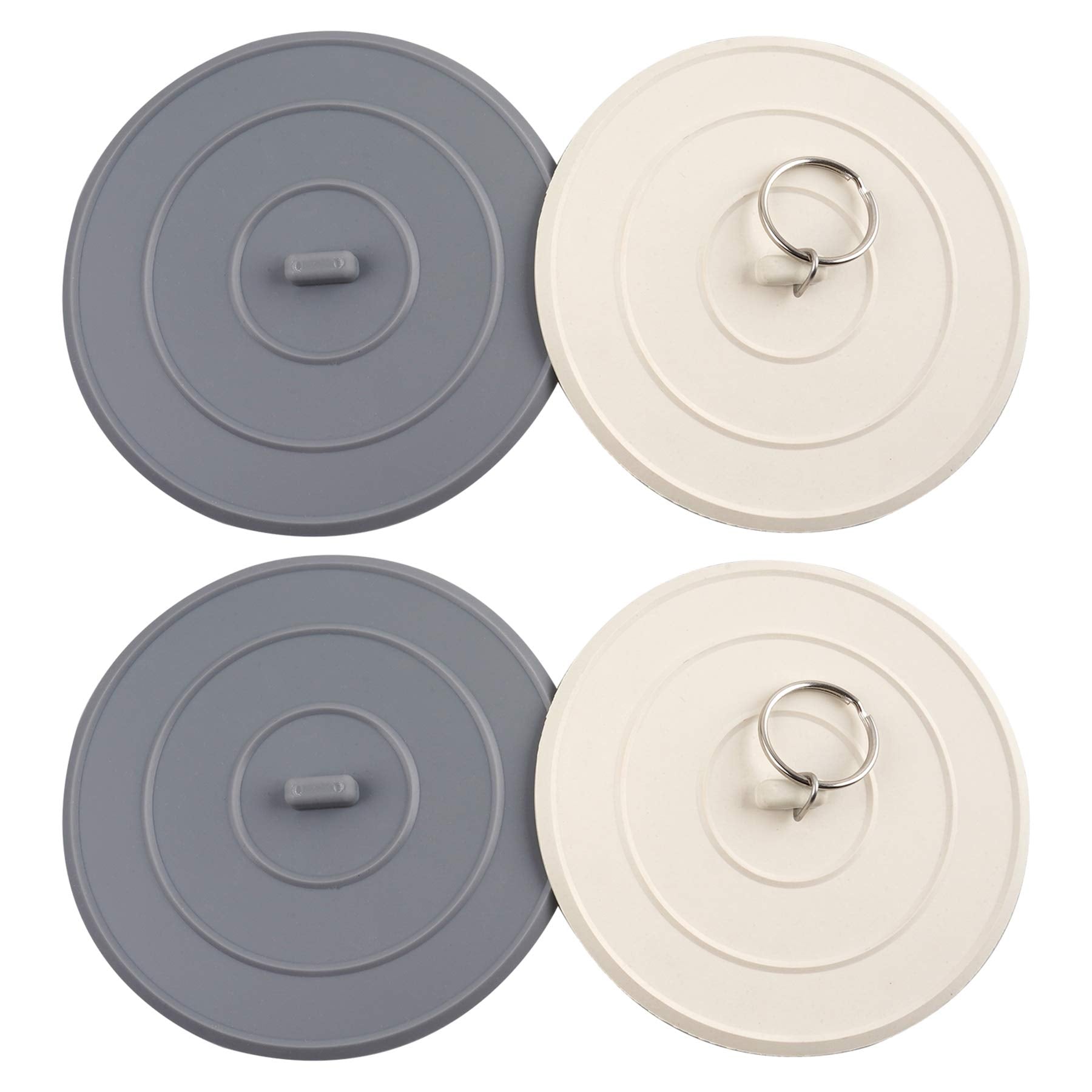 Hibbent 4 Pack Bath Tub Stopper, Flat Suction Sink Stopper Rubber Silicone Shower Drain Bath Plug Stopper For Kitchen, Bathroom