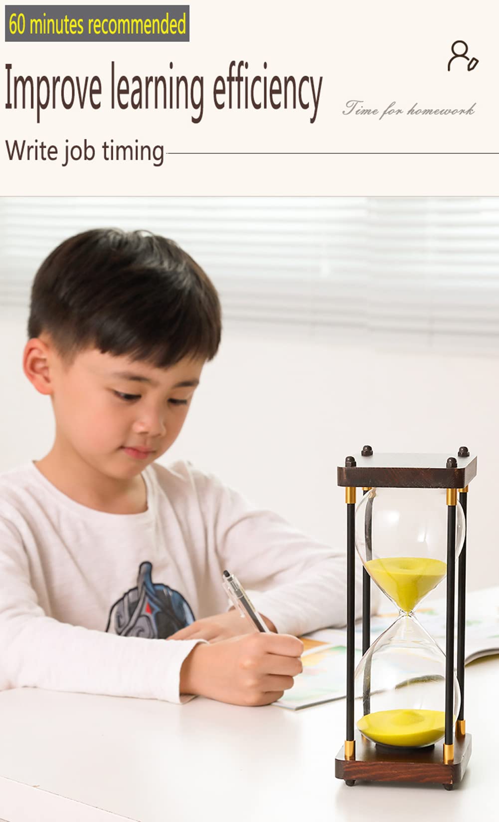 Premium Large Hourglass Sand Timer 60 Minutes, Decorative Sandglass Clock, Modern Hour Glass Timers Gift For Men & Women, Time M