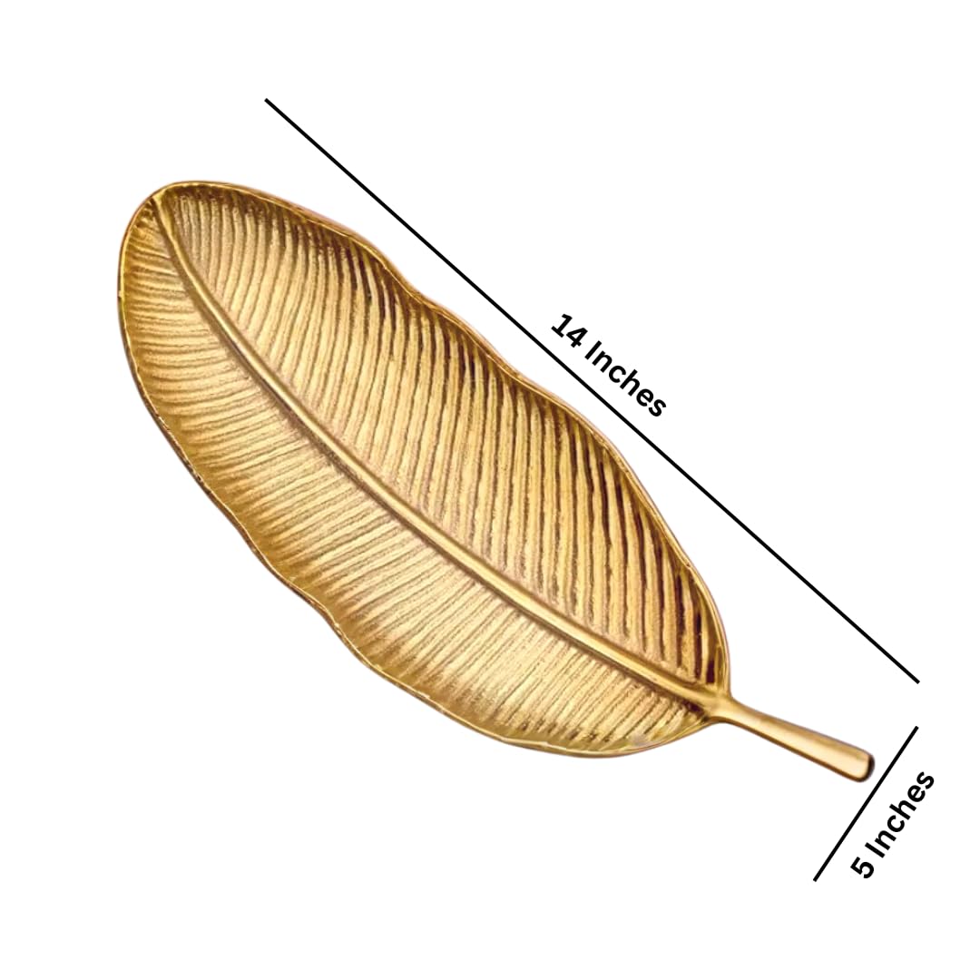 Purestory Tray for Center Table Centerpiece Tray for Home Decor | Leaf-Shaped Serving Platter for Serving Sweets,Cookies,Dry Fru