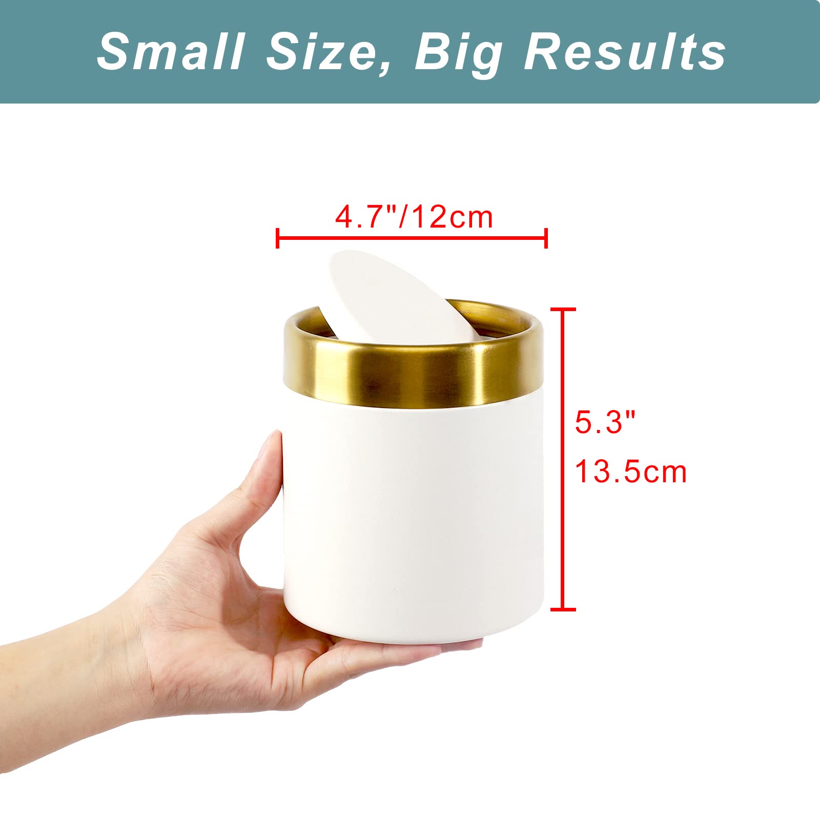 Jillick Mini Trash Can With Lid, Tiny Desk Trash Can, 1.5 Liter / 0.4 Gallon Small Metal Garbage Can For Countertop Coffee Bar,