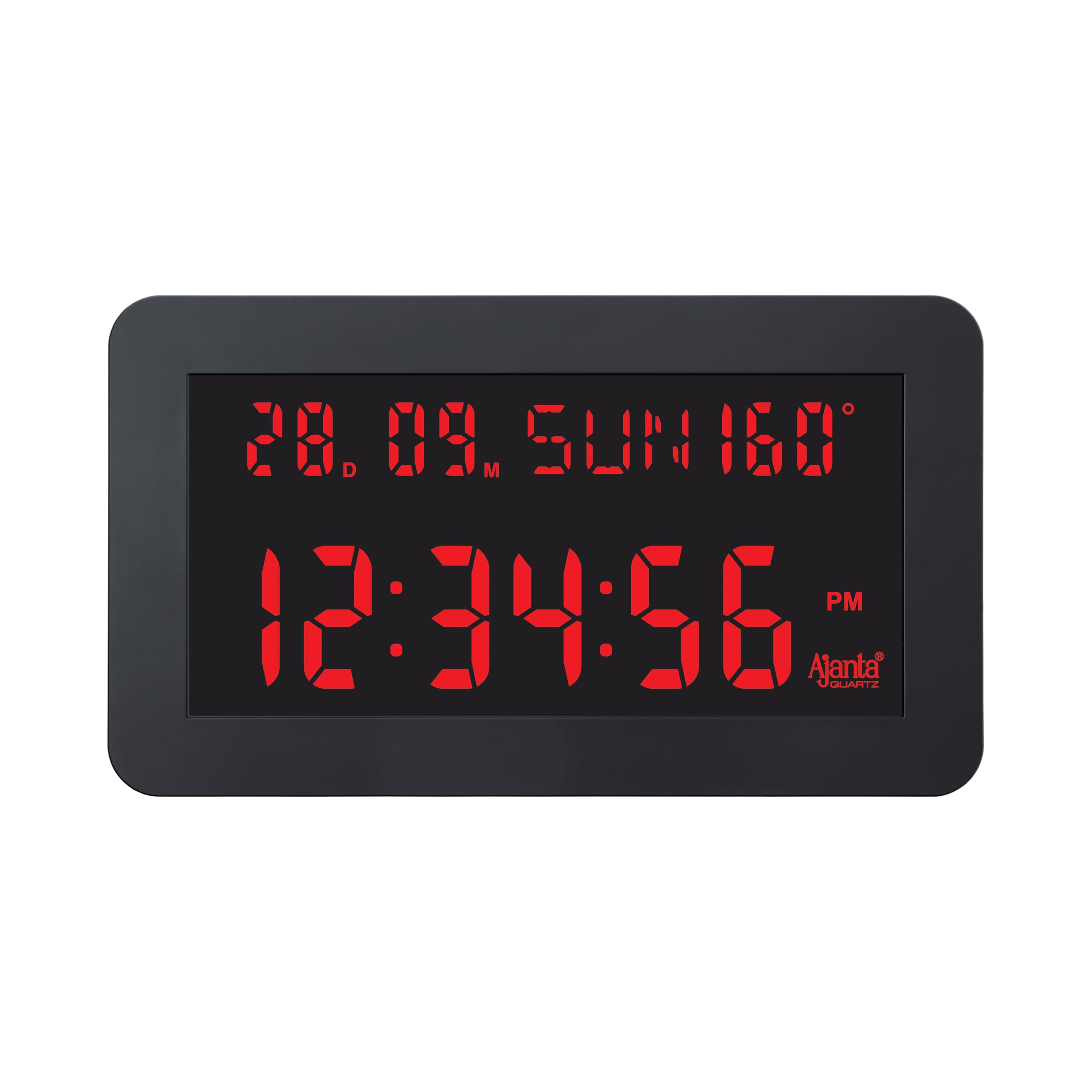 Ajanta Digital Wall Clock Dc-157 Red | Large 14 Inch Backlit Display | Modern Clock With Temperature, 12/24 Hour Mode | Wall Mou