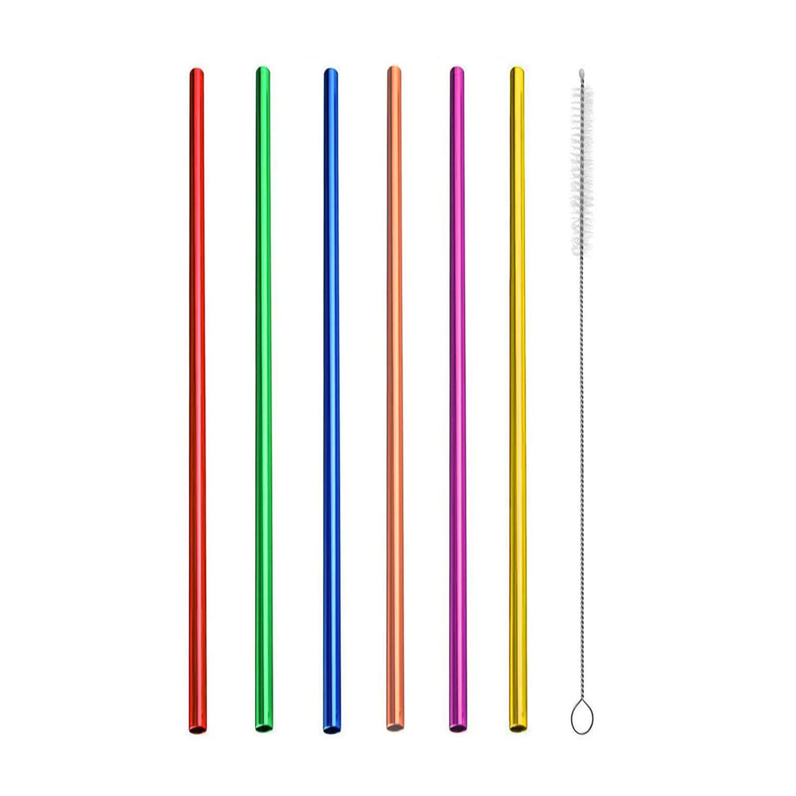 6Pcs 10.5'' Drinking Straws, Stainless Steel Straws, Reusable Metal Straws, Colorful Straws For 20Oz 30Oz Stainless Tumblers, Ru