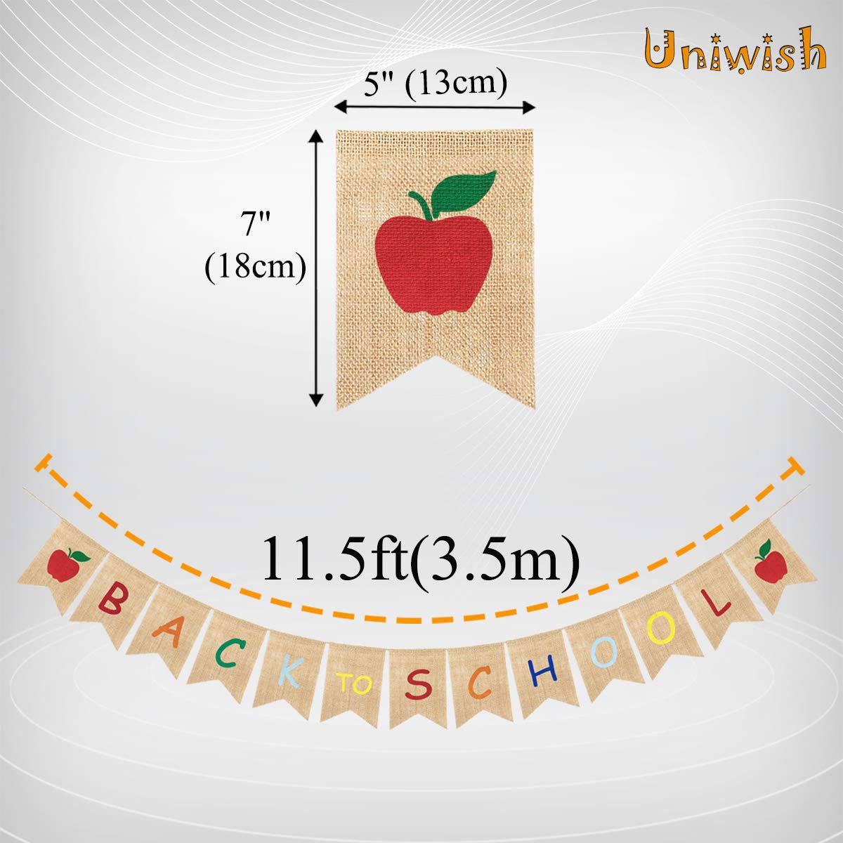 Uniwish Back To School Banner Burlap Apple Sign First Day Of School Decorations Garland Classroom Blackboard Hanging D  Cor
