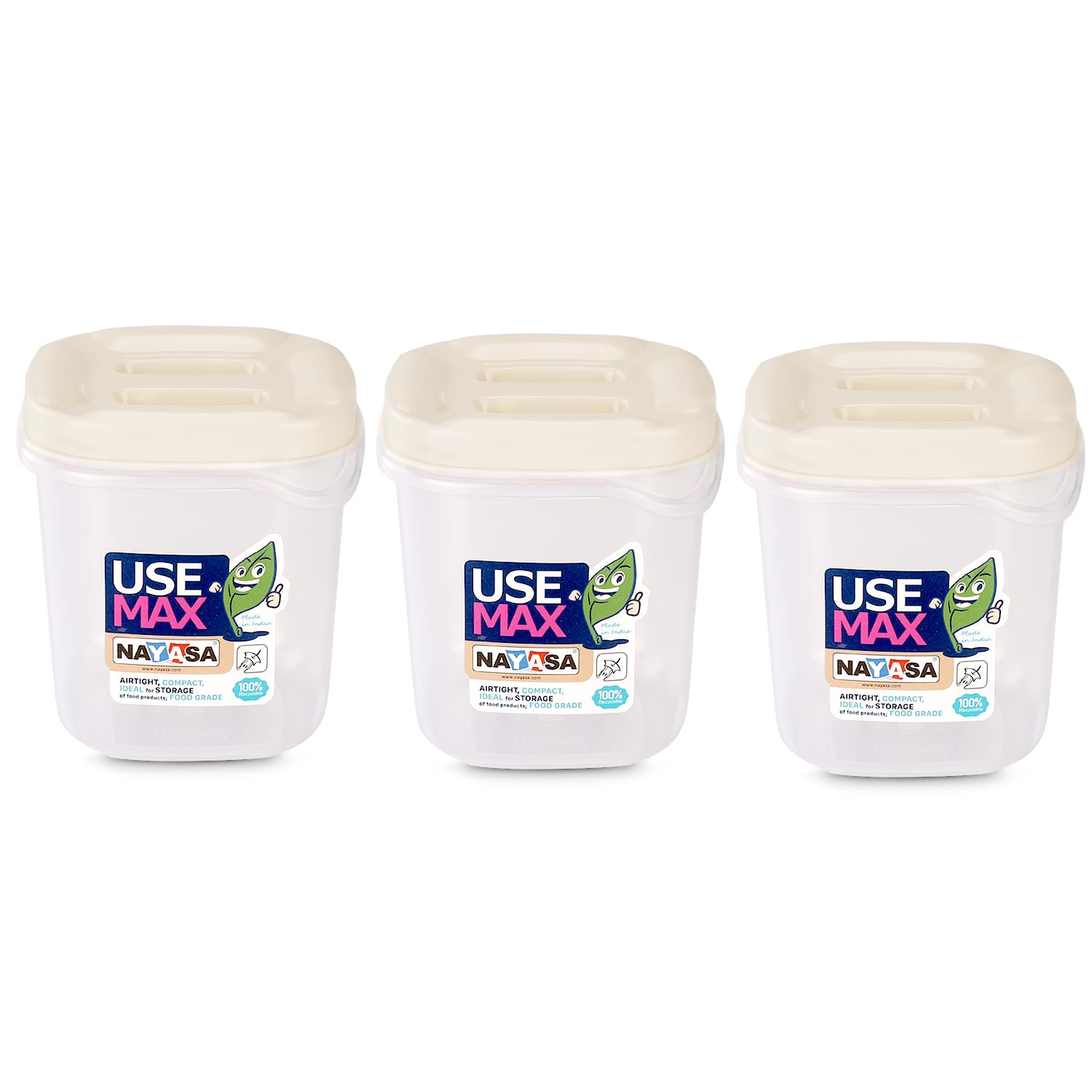 Nayasa Use Max Container 1500 Ml 3 Pc Set, Organize And Elevate Your Kitchen With Stylish, SpaceSaving, And Versatile Storage S