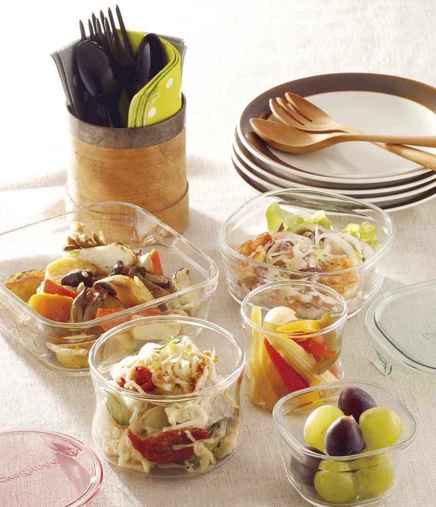 iwaki PS-PRN-3G2 Pack & Range Heat-Resistant Glass Storage Container  Green  Set of 3