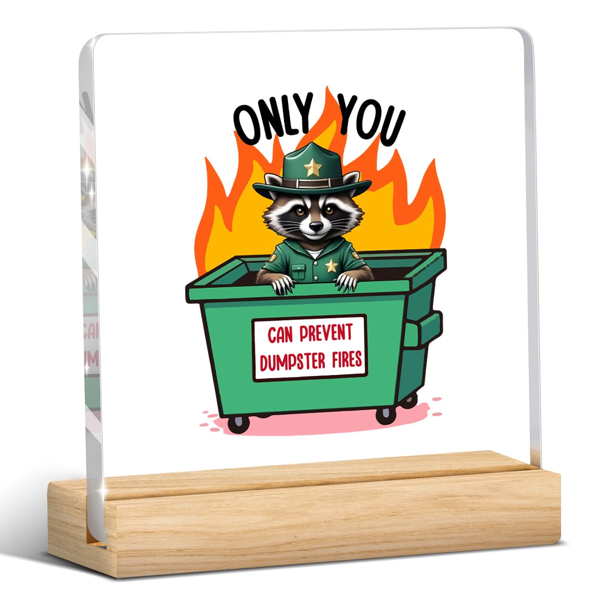 Funny Office Desk Decor Dumpster Fire Desk Accessories Coworker Gifts, Inspirational Gifts for Women Men Boss Friend, Acrylic Pl