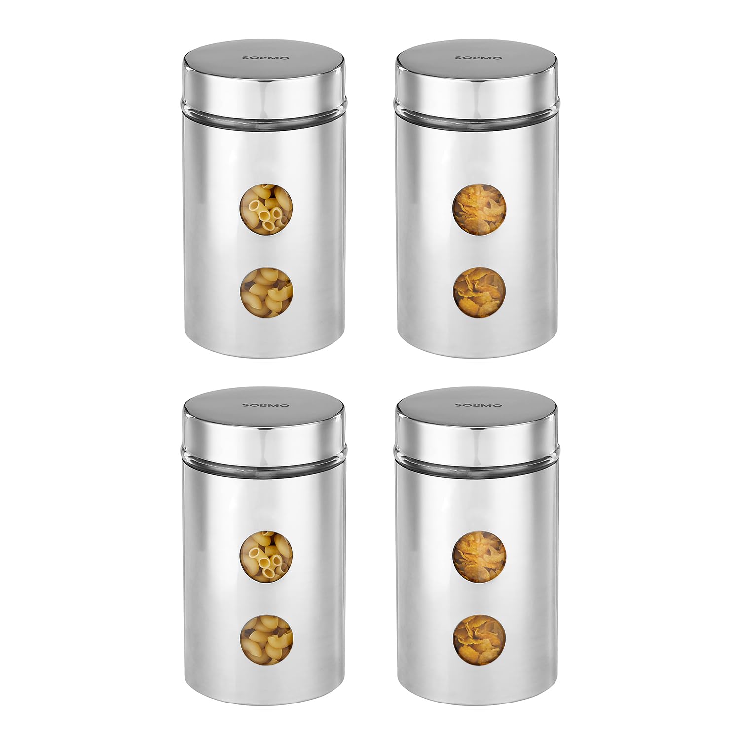 Amazon Brand  Solimo Drip Window Steel Jacketed Glass Jar | Multipurpose Kitchen Organizer With SeeThrough Window | 1200 Ml Se