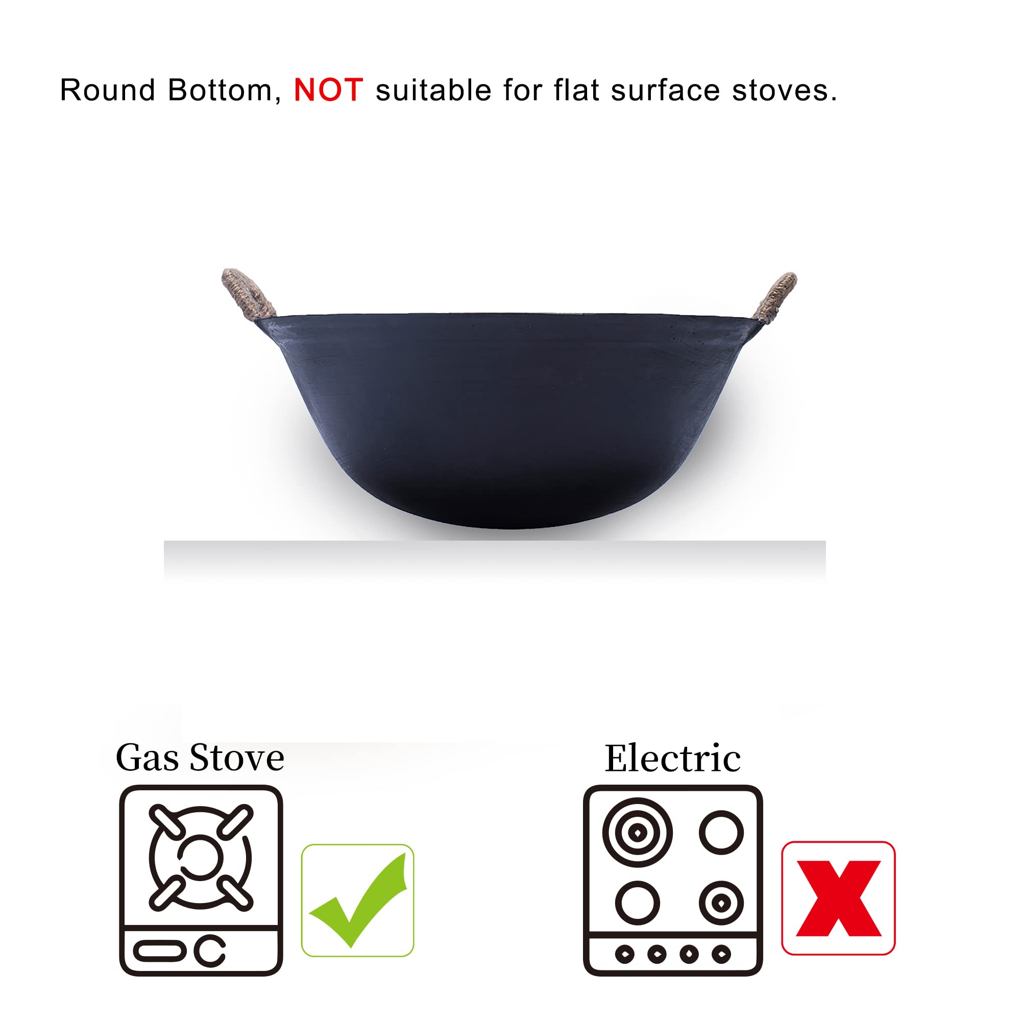 ??? Zhensanhuan Handmade Cast Iron Wok No Coating No Painting Healthy Longlasting (46Cm/18.1'')