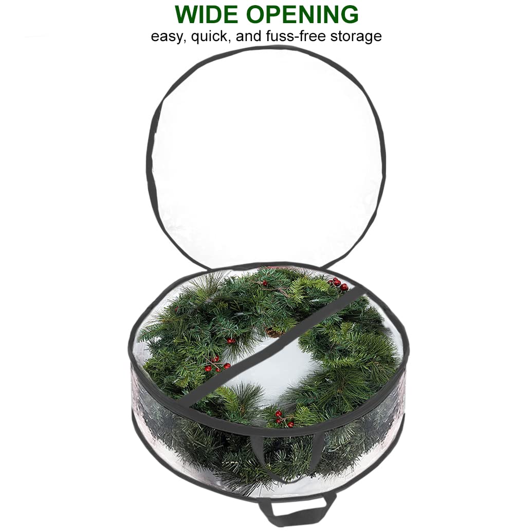ProPik Christmas Wreath Storage Bag 36 - 2 Pack Clear Christmas Wreath Storage Container- Garland Holiday Artificial Wreath Stor