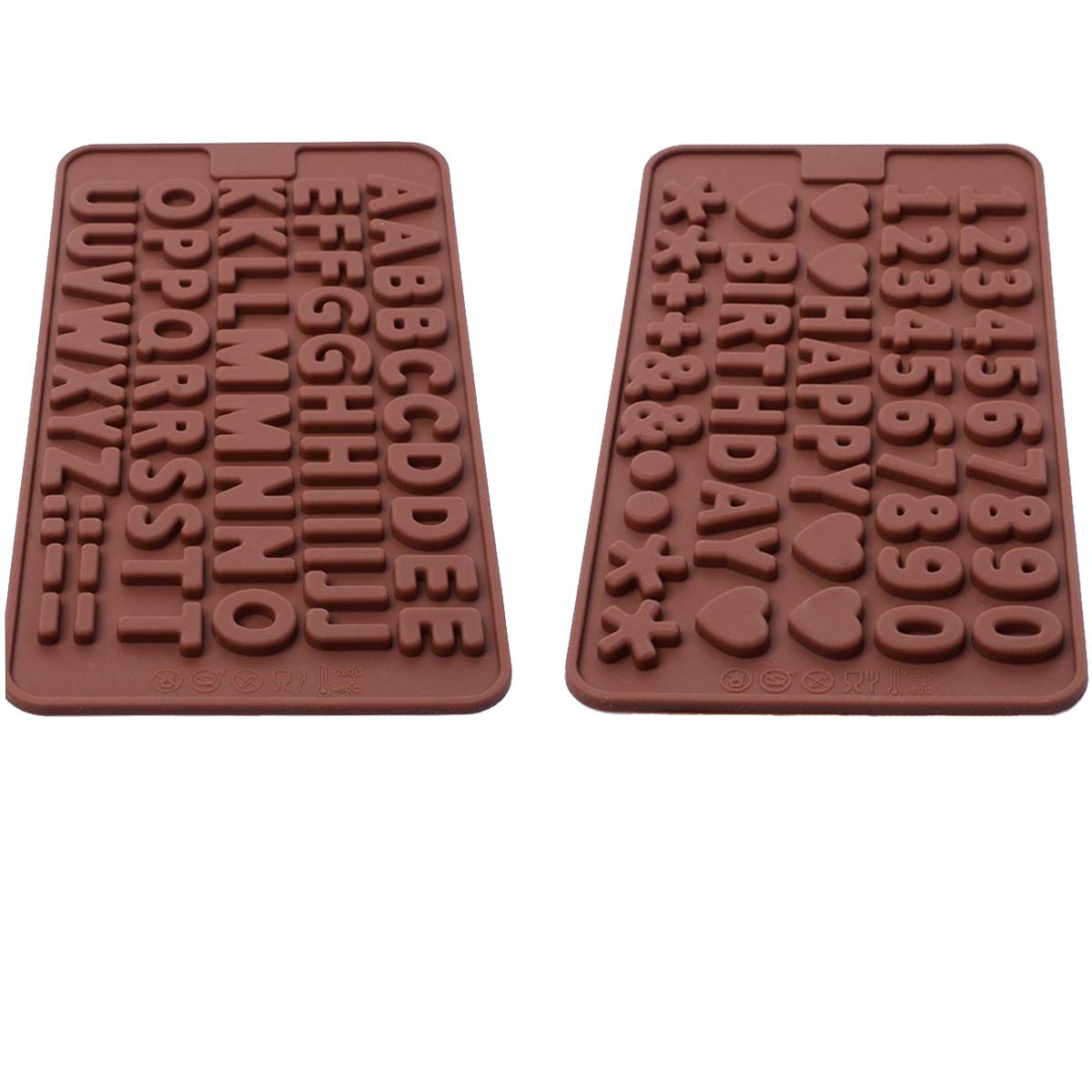 Silicone Letter Mold And Number Chocolate Molds With Happy Birthday Cake Decorations Symbols 2Pcs