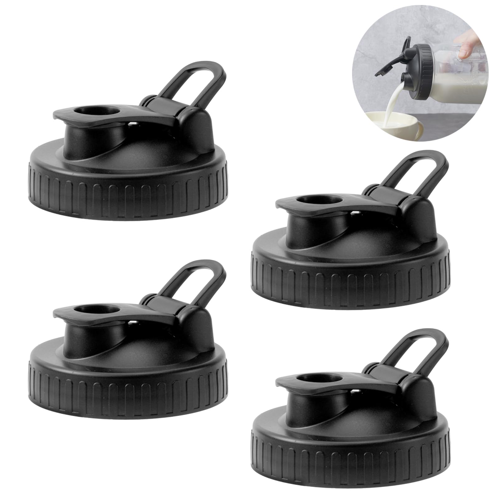 FyndraX Pour Spout Lids for Ball Regular Mouth Mason Jars, Airtight Canning Jar Flip Cap Top Lid for Drinking, Salad, Dressing P