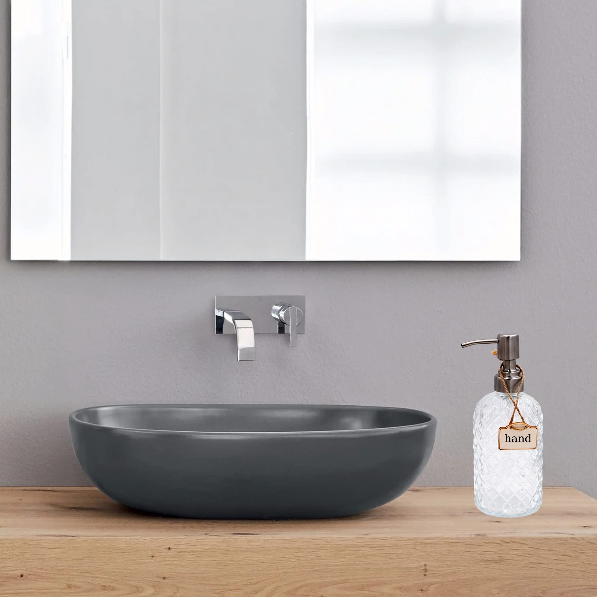 SDlumeiy 16 Oz Soap Dispenser with 304 Rustproof Stainless Steel Pump  Kitchen  Bathroom Soap Dispenser  Refillable Liquid Glass Soap Dispenser for Hand Soap  Soap  Lotion. (Clear)