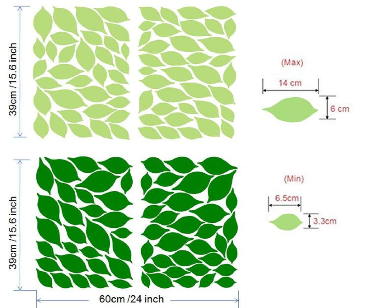 Leaves Wall Decal For Tree Wall Decor Room Decoration (Dark Green And Light Green)