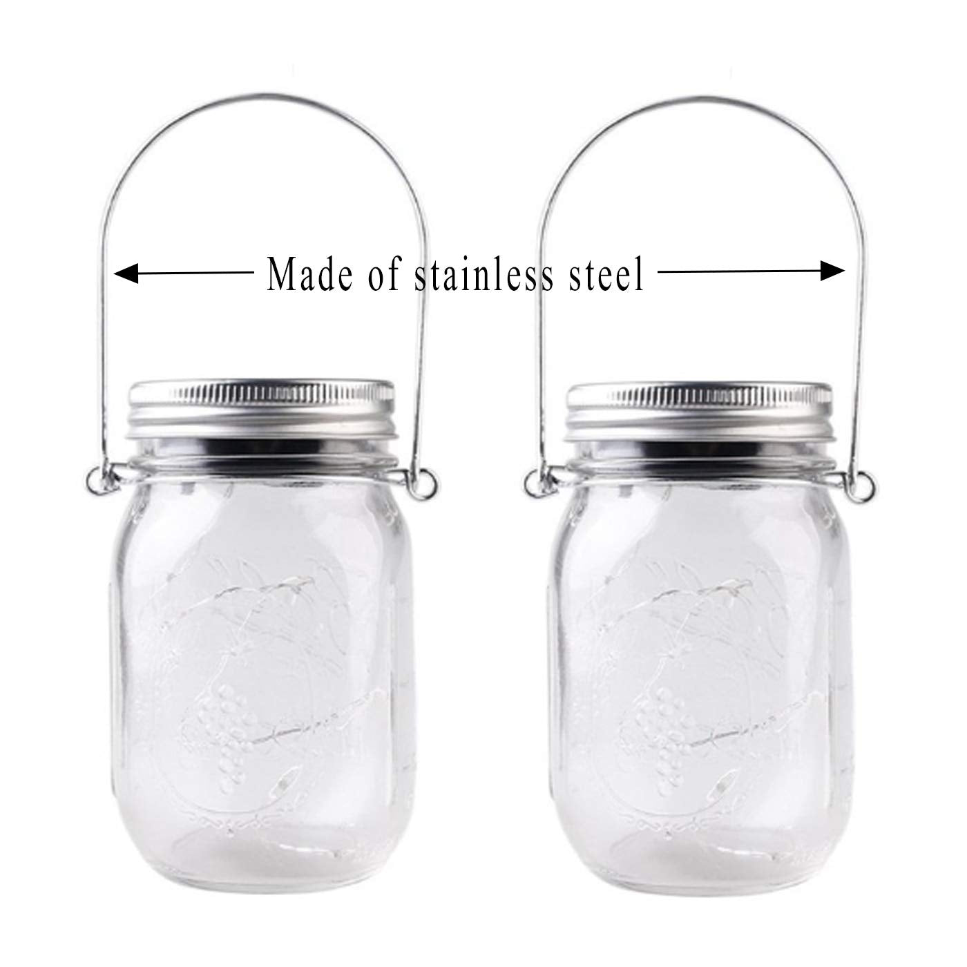 Fangulu 24Pcs Stainless Steel Mason Jar Wire Hangers 3.9  2.6'' Regular Mouth Wire Handles For Mason