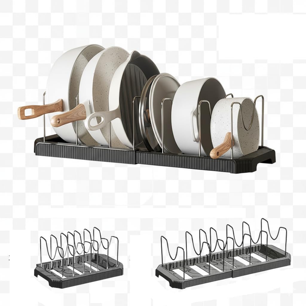 Star Work Expandable Pull-Out Pan & Pot Organizer Pan Dish Rack Stand Organizer For Cabinet Kitchen Cabinet Cookware Baking Fryi