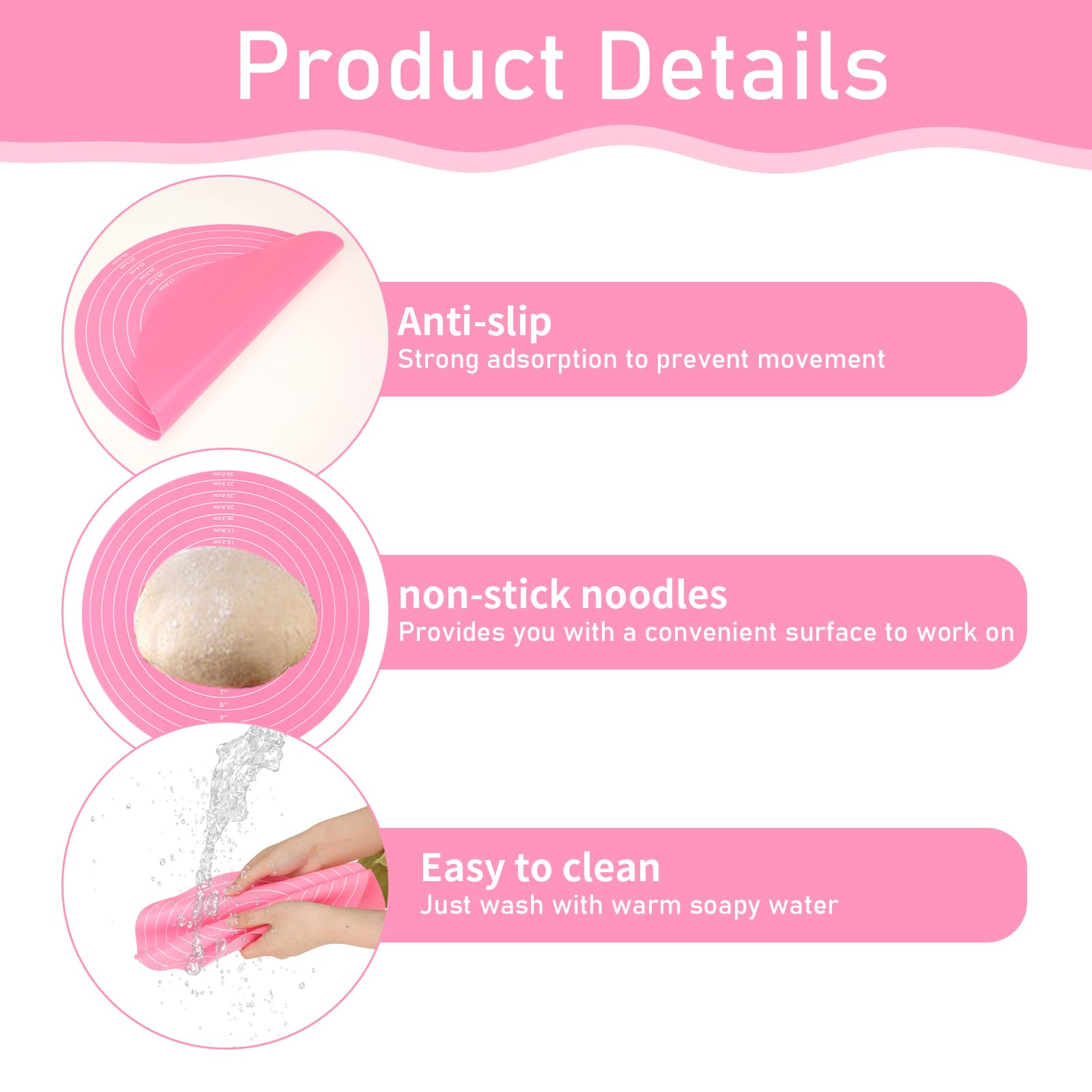 Silicone Baking Mat Cake Mat Round Silicone Baking Mat With Measurements For Cake Turntable Stand Pastry Baking Sheet, Non-Stick