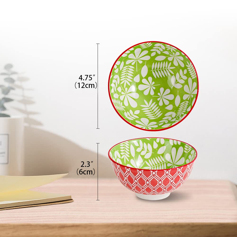 Ceramic Small Bowls dessert bowl - Porcelain 10 oz Cute Bowl Set for Rice | Soup | Snack | Ice Cream | Side Dishes - Colorful Kitchen serving bowls sets - Microwave and Oven Dishwasher Safe 4.75 Inch