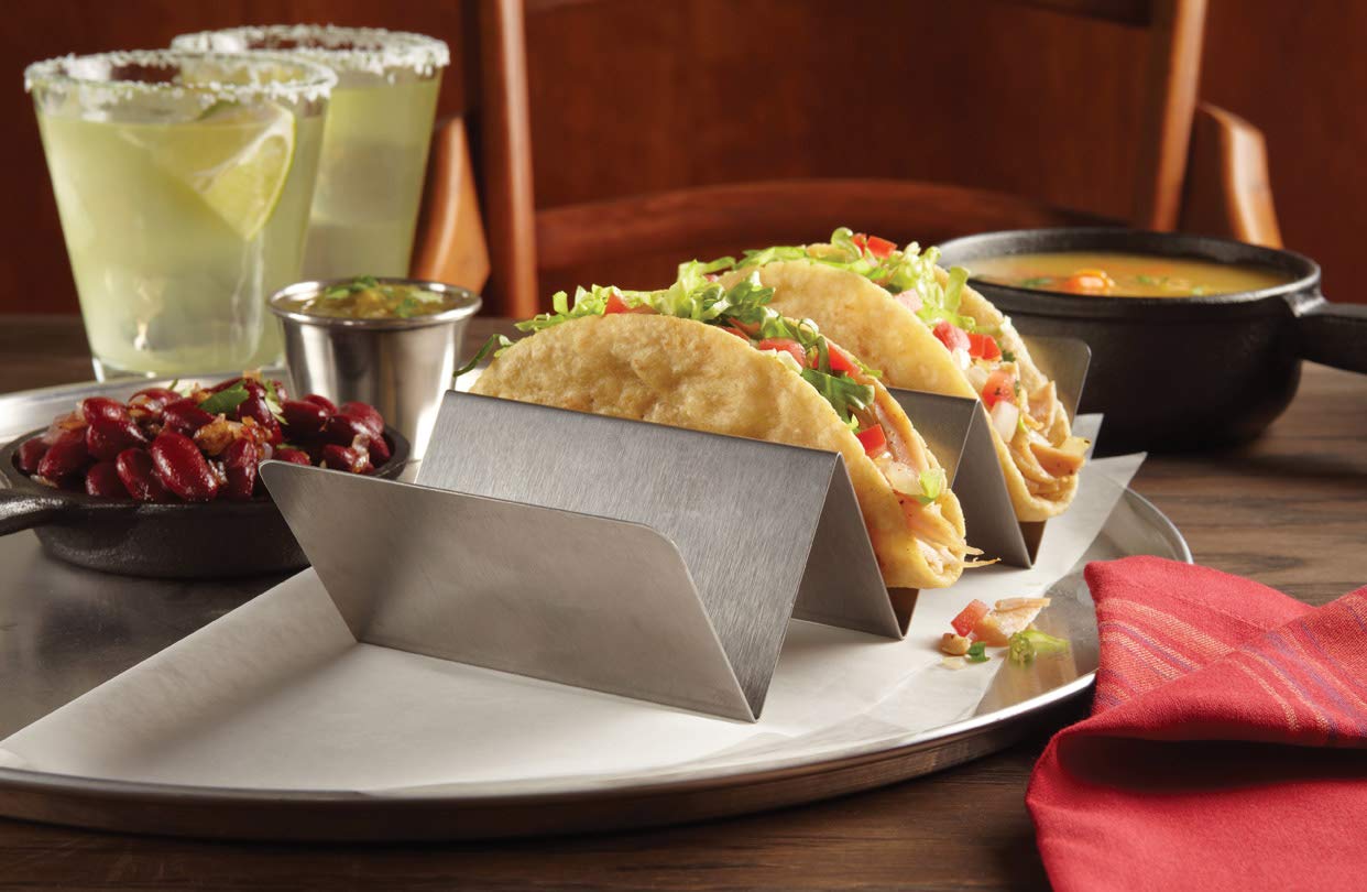 American Metalcraft Tsh3 Stainless Steel Taco Holder, 2-3 Compartments, 4'' X 8'', Silver