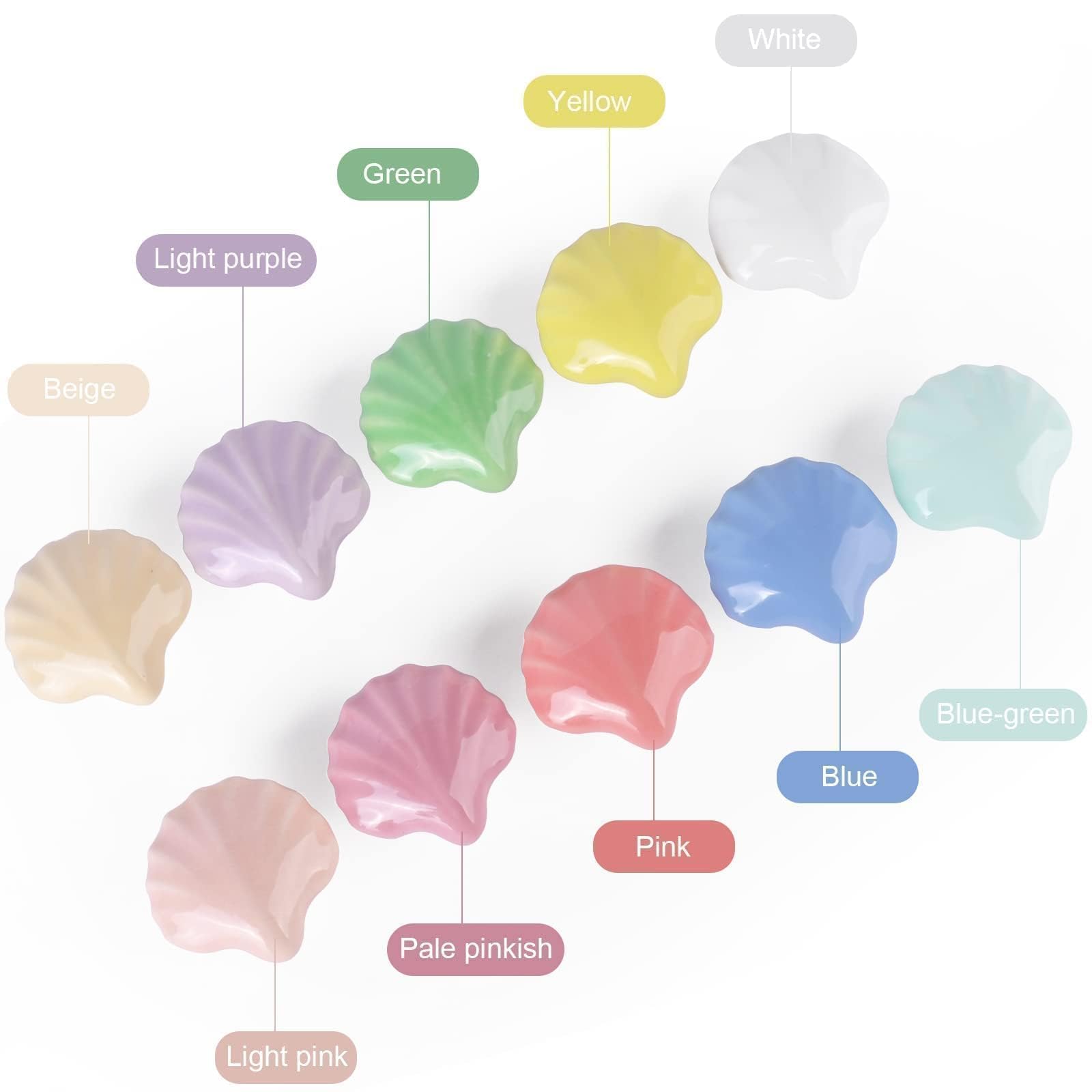 OctinPris 10x Colorful Cute Glossy Ceramic Knobs Seashell Shape Lovely Door Pull Knob Cabinet Closet Ceramic Drawer Cupboard Kit