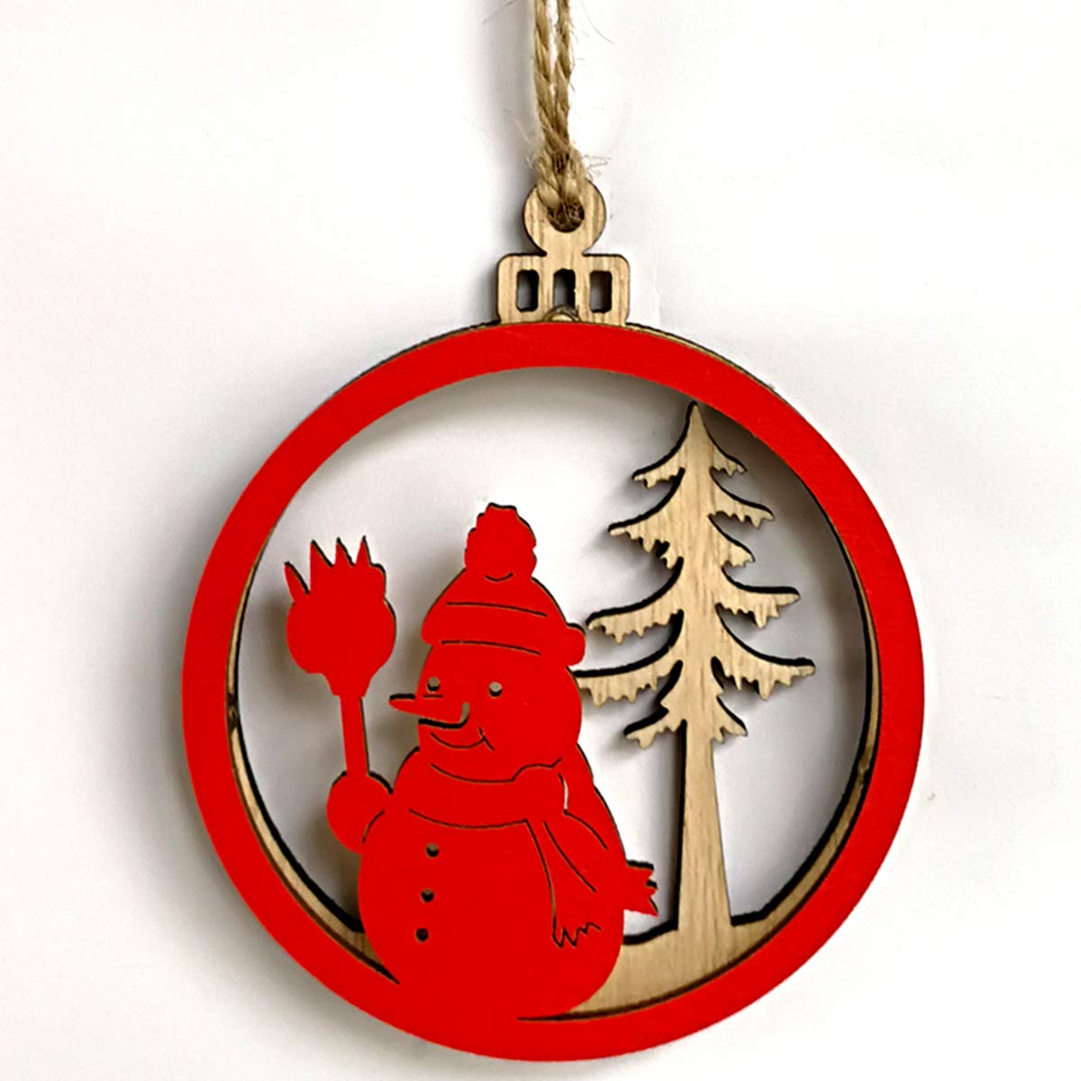 BESTOYARD 3pcs Wooden Christmas Tree Decoration Ornaments Hanging 3D Christmas Snowman Reindeer Shapes Cutout