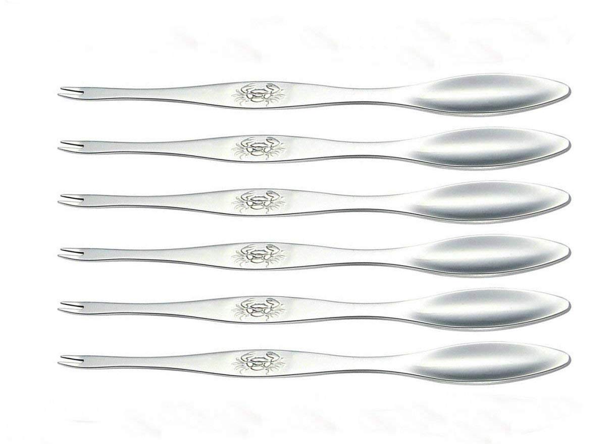Akoak 6 Pcs Seafood Tools,Double Headed 304 Stainless Steel Fork And Spoon For Crab And Lobster