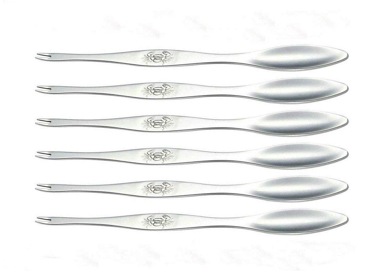 Akoak 6 Pcs Seafood Tools,Double Headed 304 Stainless Steel Fork And Spoon For Crab And Lobster