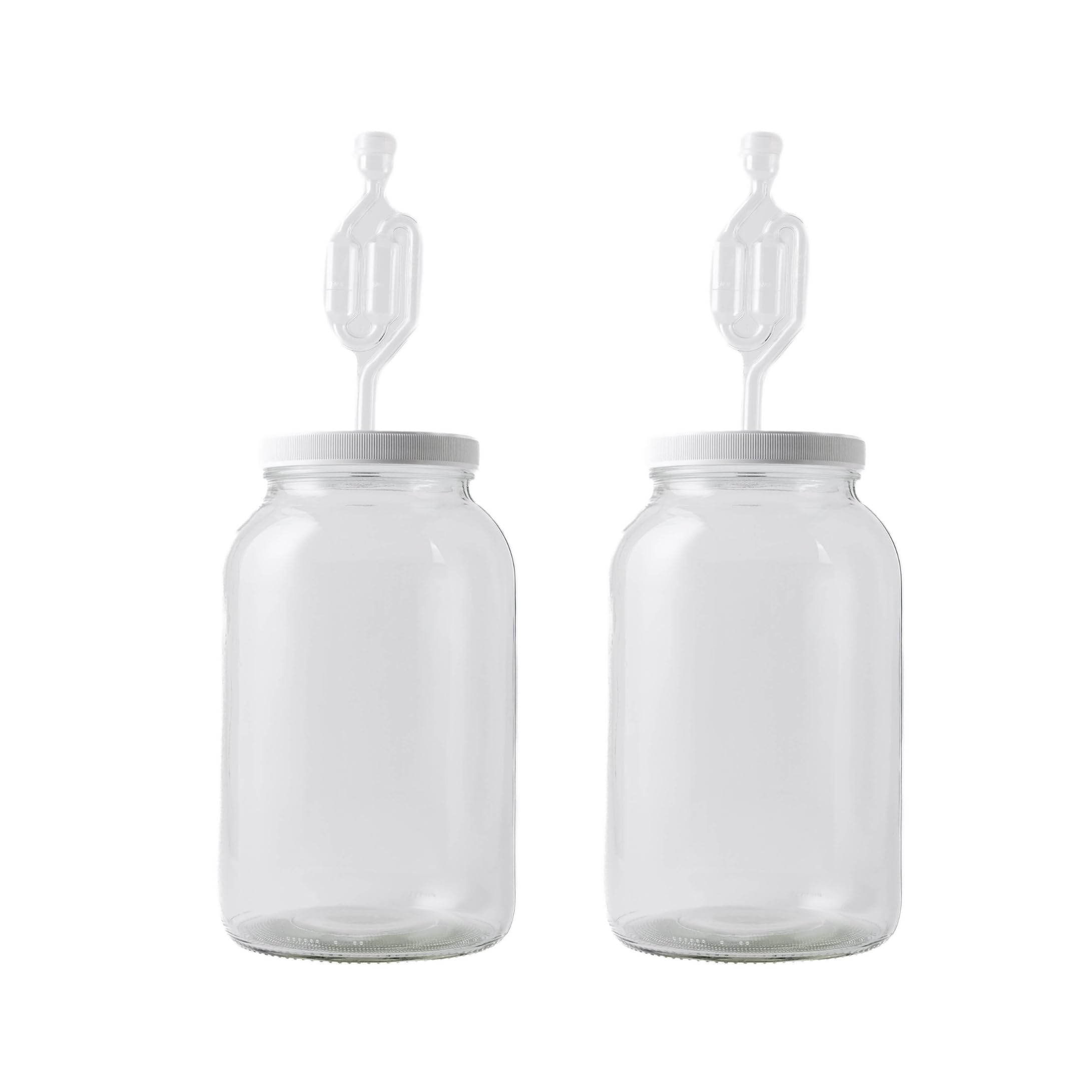 Fastrack One Gallon Wide Mouth Jar With Drilled Lid & Twin Bubble Airlock-Set Of 2, Multicolor