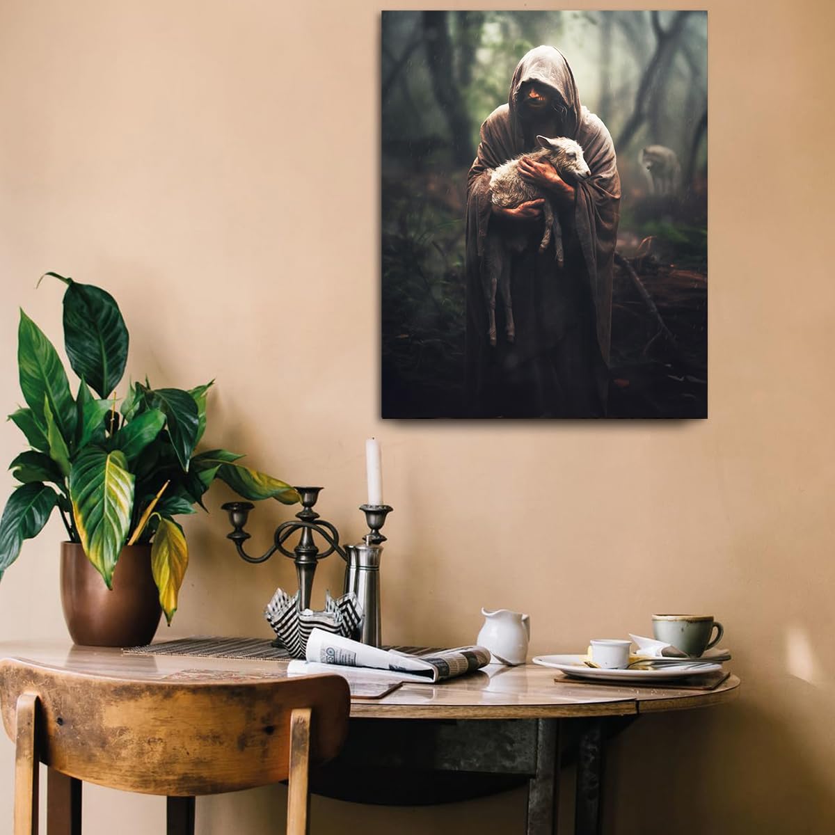 Jesus And Lamb Canvas Wall Art Jesus Rescues A Muddy Lamb Picture Wall Art Canvas Print Christian Home Decor 24X30 Inch