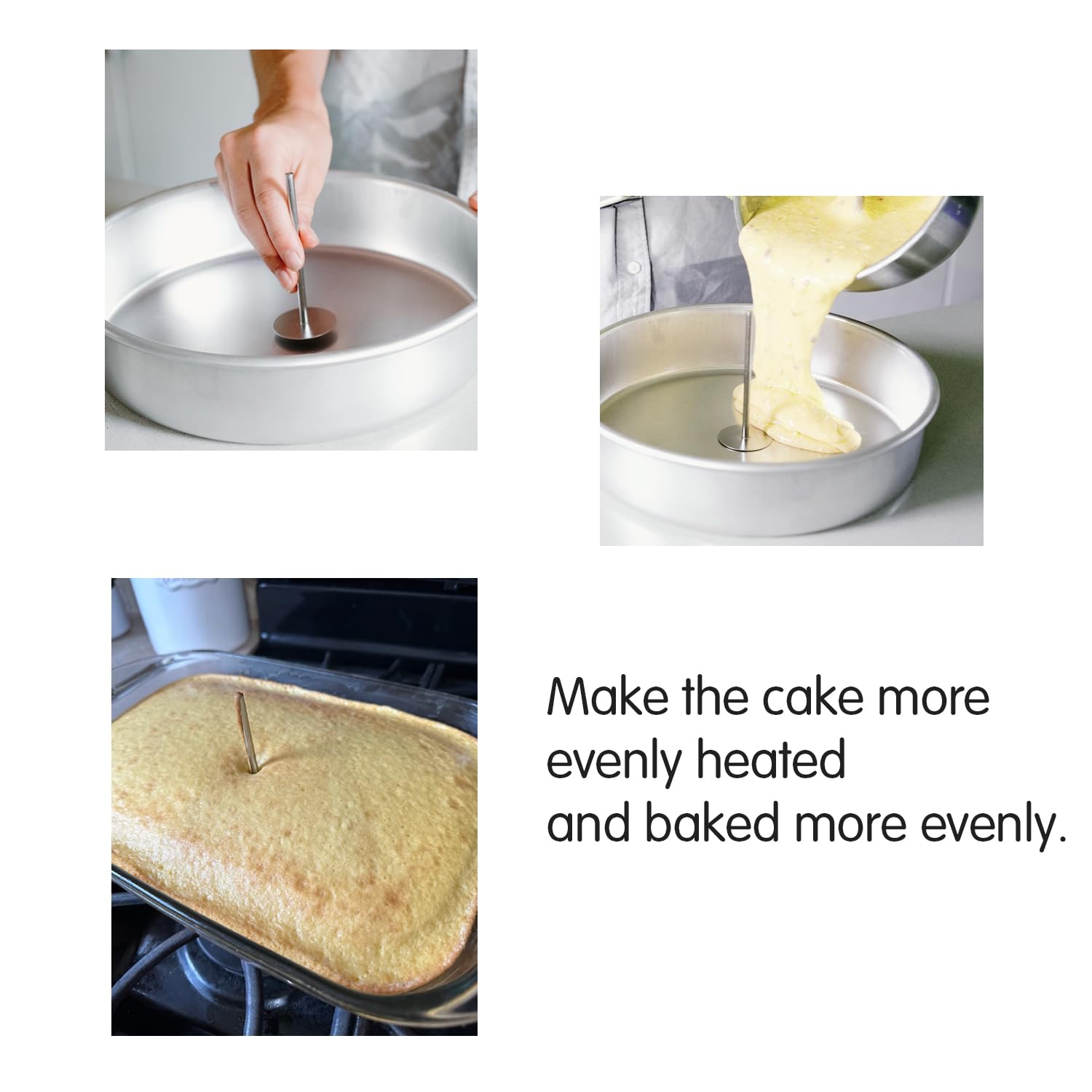 Cayanmydery 2 Pieces Stainless Steel Cake Heating Core, 4.4 Inch, 1.5 Inch Silver Heating Rod Cake Baking Supplies Cake Decorati