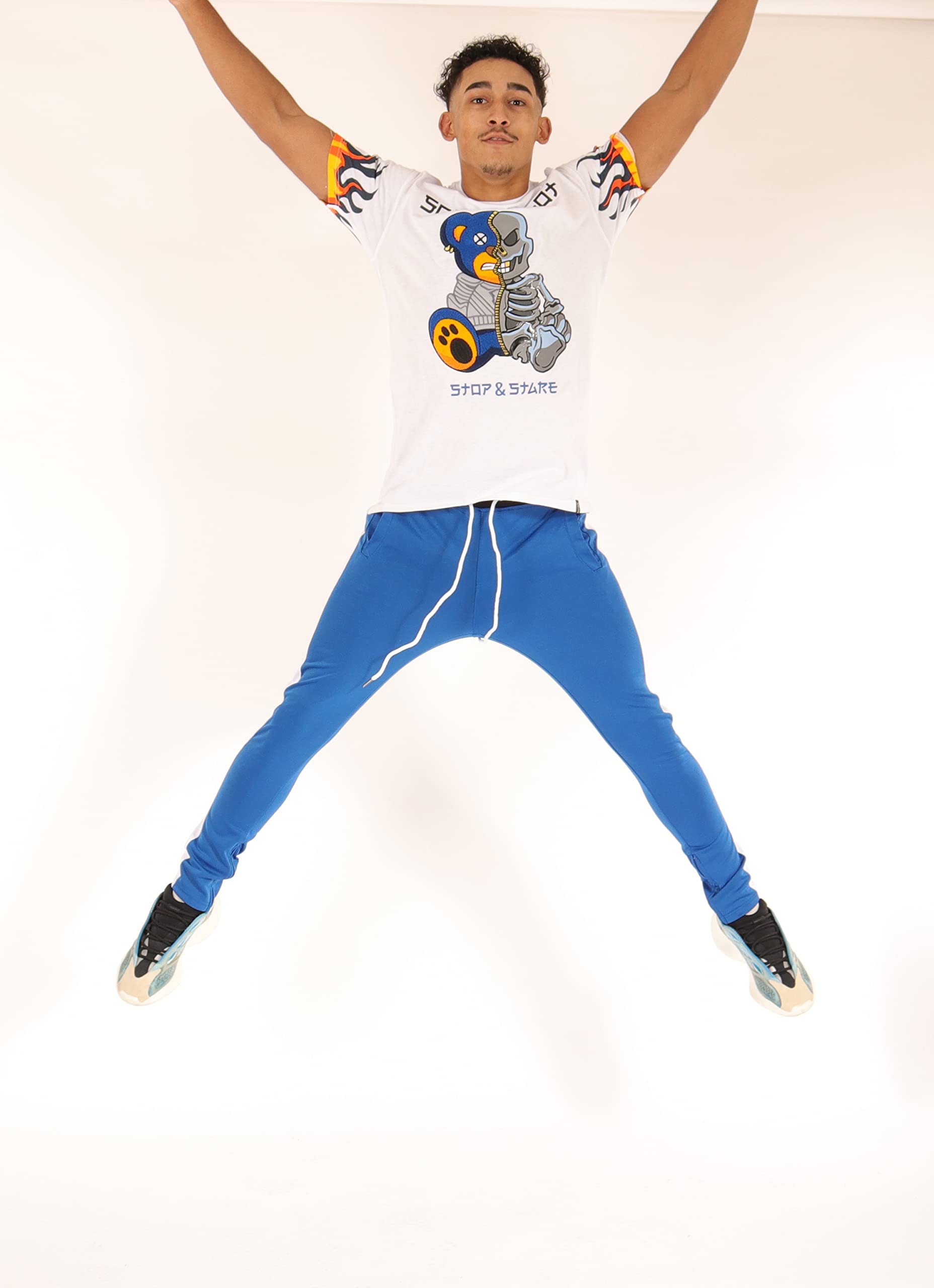 Screenshotbrand-S41700 Mens Hip Hop Premium Slim Fit Track Pants - Athletic Jogger Bottom With Side Taping-Royal-3Xlarge