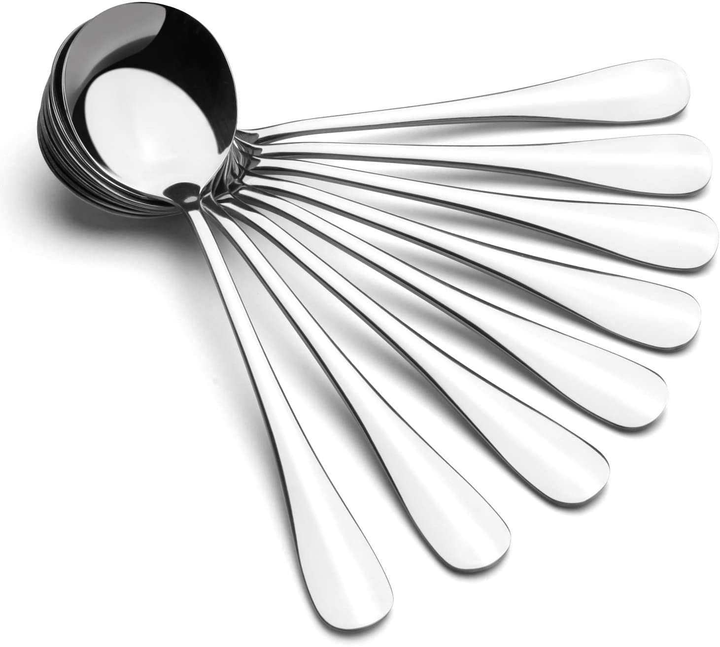AmoVee Wholesale Stainless Steel Alpha Round Soup Spoons, Set of 6