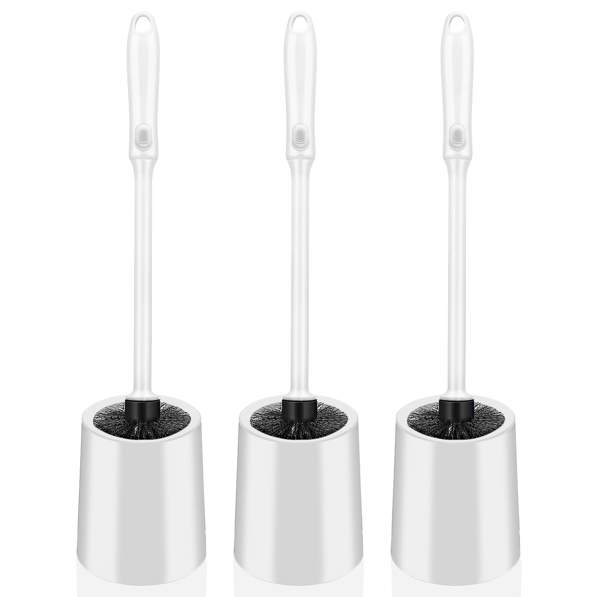 Toilet Brush and Holder Set, 3 Pack Long Handle Non-Slip Grip Toilet Bowl Brush, Hard Toilet Brush, Deep Cleaning for Bathroom T