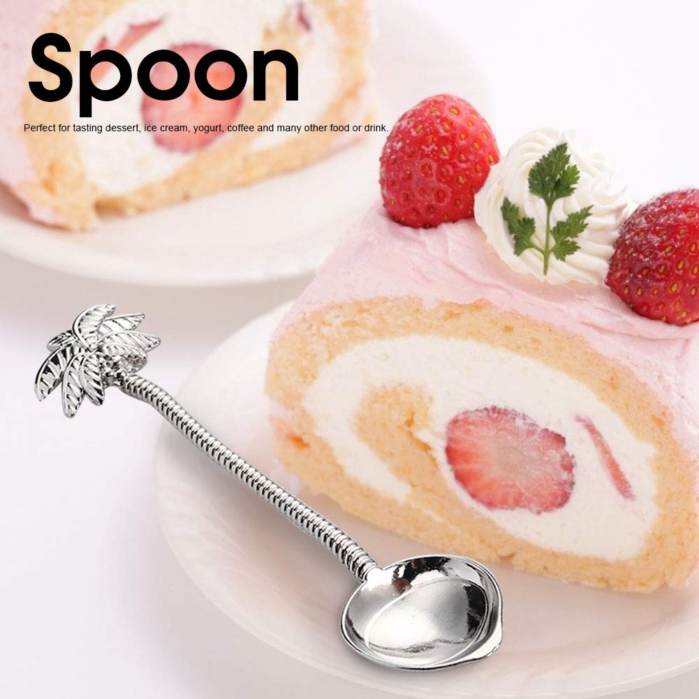 4Pcs Dessert Spoons Mini Spoons Set Coffee Spoon Teaspoon Vintage Royal Carved Fruit Dessert Spoons For Kitchen Dining (Sliver)