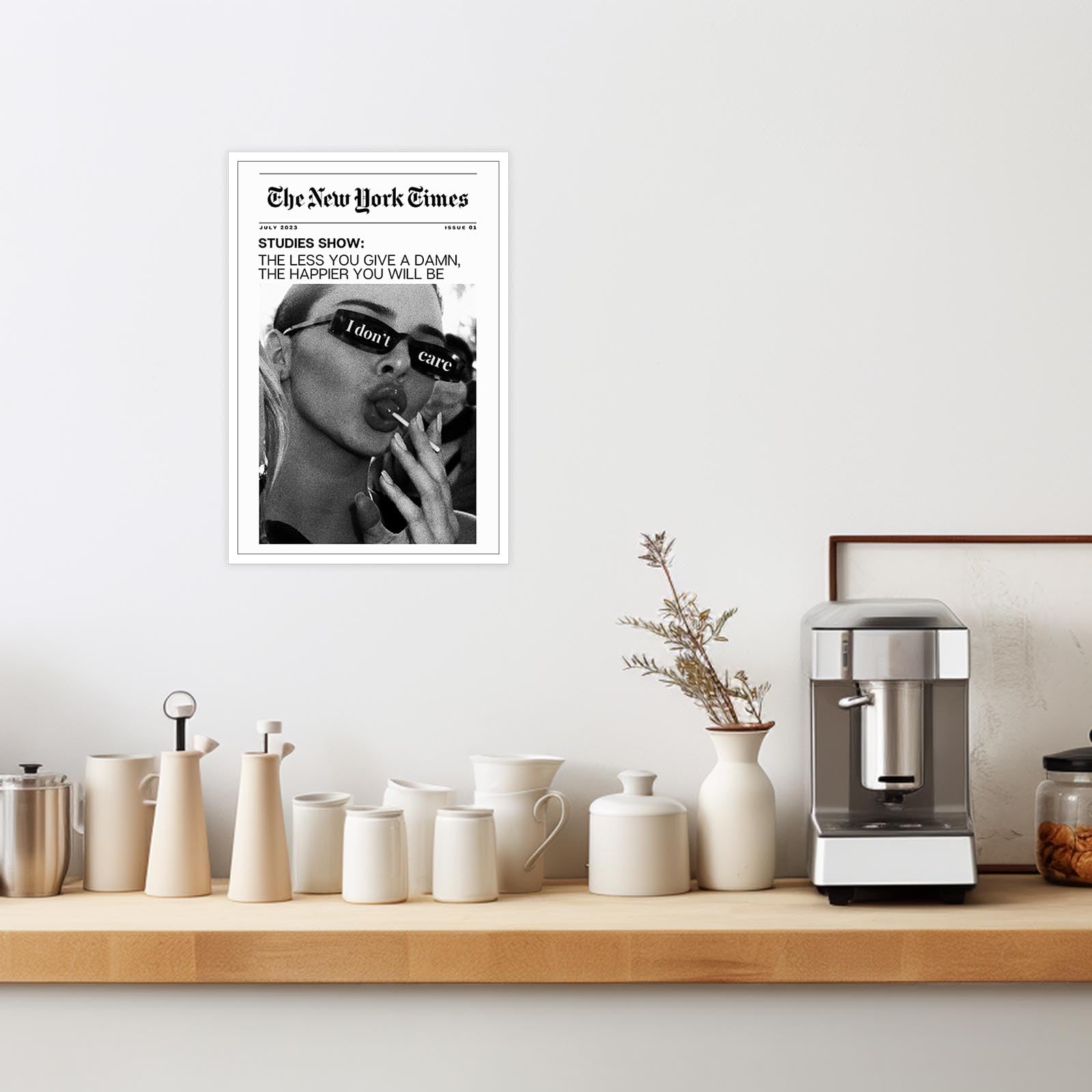 Dfaiuy Vintage Black And White Newspaper Canvas Wall Art Trendy The New York Times Poster Funky I Don'T Care Posters Room Aesthe
