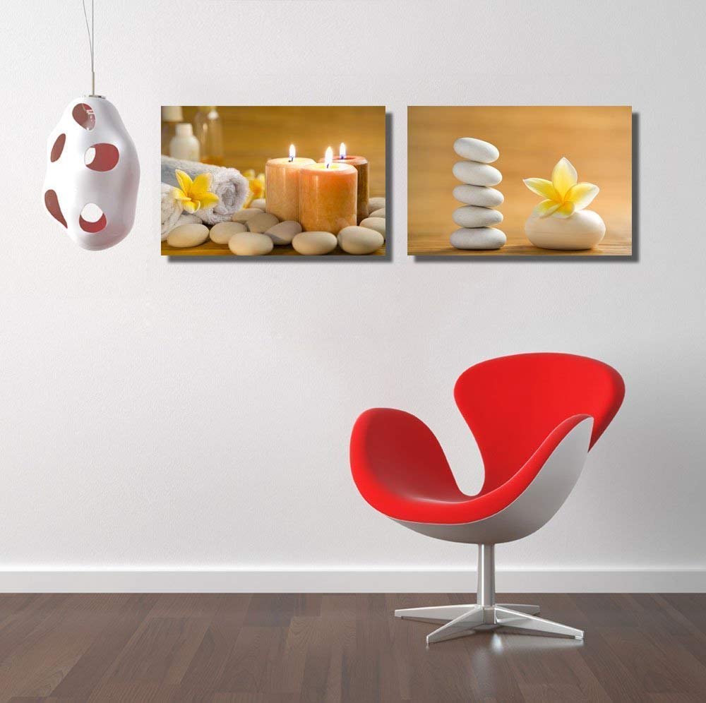 Wall26 - Canvas Prints Wall Art - Zen Stone, Aromatic Soap Bar With Frangipani Flower On Bamboo Mat | Modern Wall Art Gallery Ca