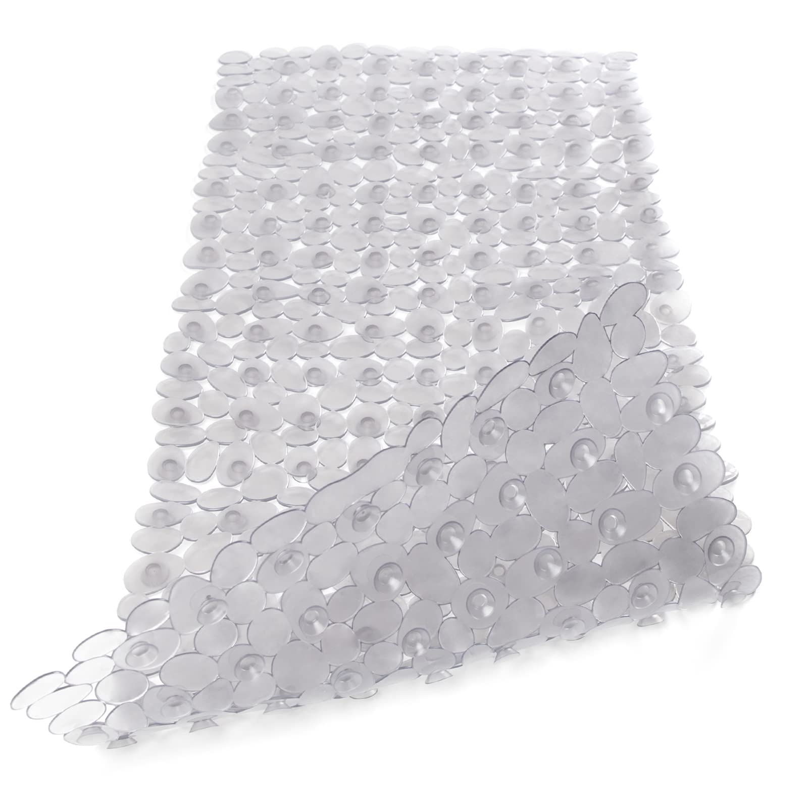 Weltrxe Non Slip Bathtub Mat 35 X 16 Inches Pebbles Shower Mats With Suction Cups, Drain Holes For Bathroom Showers, Tub, Machin